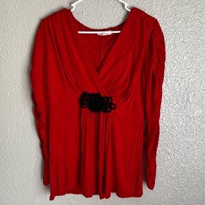 Red Long Sleeve Blouse